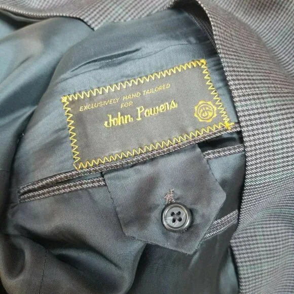 Filo A Mano Hand Tailored John Powers Mens 3-Button Blazer Jacket Business Black